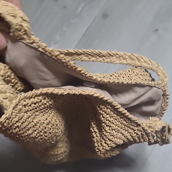 Handwoven Round Shoulder Bag in Tan - Picture 7 of 9